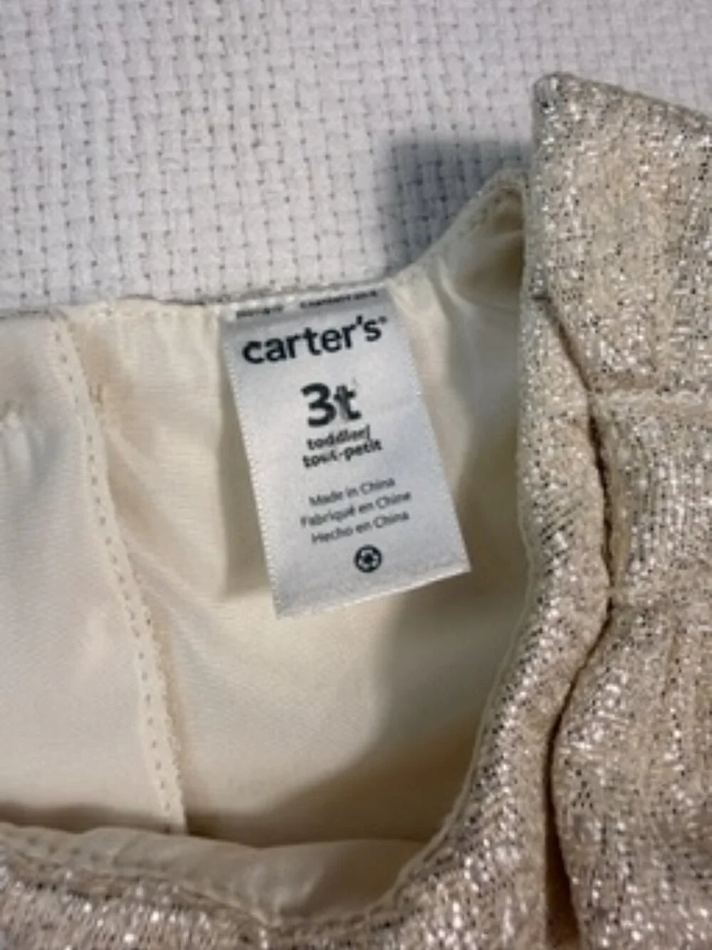 Carter’s Girls 3T Silver Glitter Party Dress Sleeveless Tulle Full Skirt